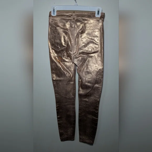 L'Agence Margot Skinny Jeans Petal Pink Rose Gold Metallic Women's Size 25 - Picture 4 of 4
